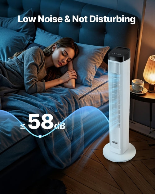 Turmventilator, 6,7 m/s Geschwindigkeit, Verdunstungsluftkühler, 70° oszillierende Ventilatoren mit 3 Gang, 4 Modi, 12-Stunden-Timer, Fernbedienung, für Schlafzimmer, Büro, Zuhause