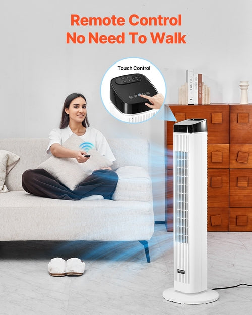Turmventilator, 6,7 m/s Geschwindigkeit, Verdunstungsluftkühler, 70° oszillierende Ventilatoren mit 3 Gang, 4 Modi, 12-Stunden-Timer, Fernbedienung, für Schlafzimmer, Büro, Zuhause